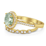 Two Piece Round Natural Stone Bridal Ring
