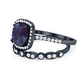 Two Piece Round Natural Stone Bridal Ring