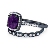 Two Piece Round Natural Stone Bridal Ring