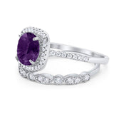 Two Piece Round Natural Stone Bridal Ring