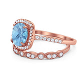 Two Piece Round Natural Stone Bridal Ring