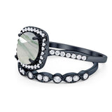 Two Piece Round Natural Stone Bridal Ring