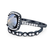 Two Piece Round Natural Stone Bridal Ring