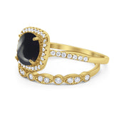Two Piece Round Natural Stone Bridal Ring