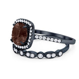 Two Piece Round Natural Stone Bridal Ring