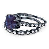 Two Piece Round Natural Stone Bridal Ring