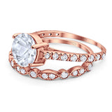 Two Piece Round Natural Stone Bridal Ring