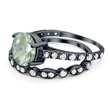Two Piece Round Natural Stone Bridal Ring
