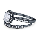 Two Piece Oval Natural Stone Bridal Ring
