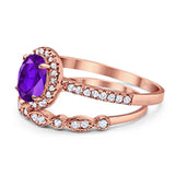 Two Piece Oval Natural Stone Bridal Ring