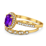 Two Piece Oval Natural Stone Bridal Ring