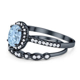 Two Piece Oval Natural Stone Bridal Ring