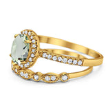 Two Piece Oval Natural Stone Bridal Ring