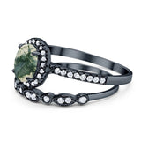 Two Piece Oval Natural Stone Bridal Ring