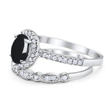 Two Piece Oval Natural Stone Bridal Ring