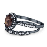 Two Piece Oval Natural Stone Bridal Ring