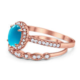 Two Piece Oval Natural Stone Bridal Ring
