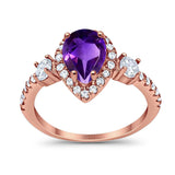 Art Deco Pear Natural Stone Trio Ring