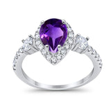 Art Deco Pear Natural Stone Trio Ring