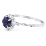 Vintage Style Round Natural Stone Floral Ring