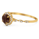 Vintage Style Round Natural Stone Floral Ring