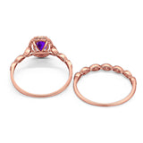 Two Piece Oval Natural Stone Bridal Ring