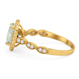 Art Deco Oval Natural Stone Halo Ring