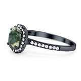Art Deco Oval Natural Stone Wedding Ring