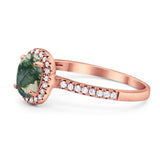 Art Deco Oval Natural Stone Wedding Ring
