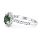Art Deco Oval Natural Stone Wedding Ring