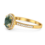 Art Deco Oval Natural Stone Wedding Ring