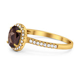 Art Deco Oval Natural Stone Wedding Ring