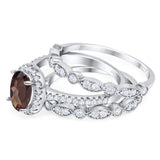 Oval Natural Stone Three Piece Ring