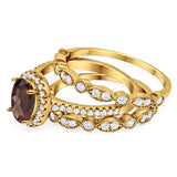 Oval Natural Stone Three Piece Ring