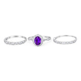 Three Piece Oval Natural Stone Floral Ring