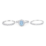 Three Piece Oval Natural Stone Floral Ring