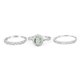Three Piece Oval Natural Stone Floral Ring