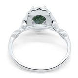 Art Deco Oval Natural Stone Flower Ring