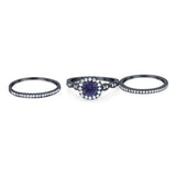 Three Piece Round Natural Stone Bridal Ring