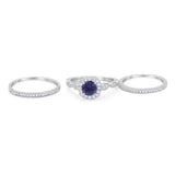 Three Piece Round Natural Stone Bridal Ring