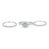 Three Piece Round Natural Stone Bridal Ring