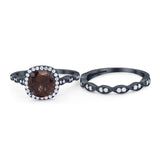 Two Piece Round Natural Stone Ring