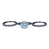 Three Piece Round Natural Stone Bridal Ring