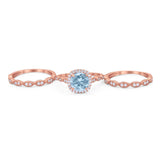 Three Piece Round Natural Stone Bridal Ring