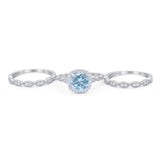 Three Piece Round Natural Stone Bridal Ring