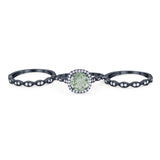 Three Piece Round Natural Stone Bridal Ring