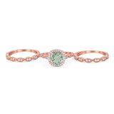 Three Piece Round Natural Stone Bridal Ring