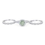Three Piece Round Natural Stone Bridal Ring