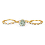 Three Piece Round Natural Stone Bridal Ring