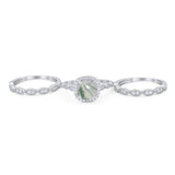 Three Piece Round Natural Stone Bridal Ring